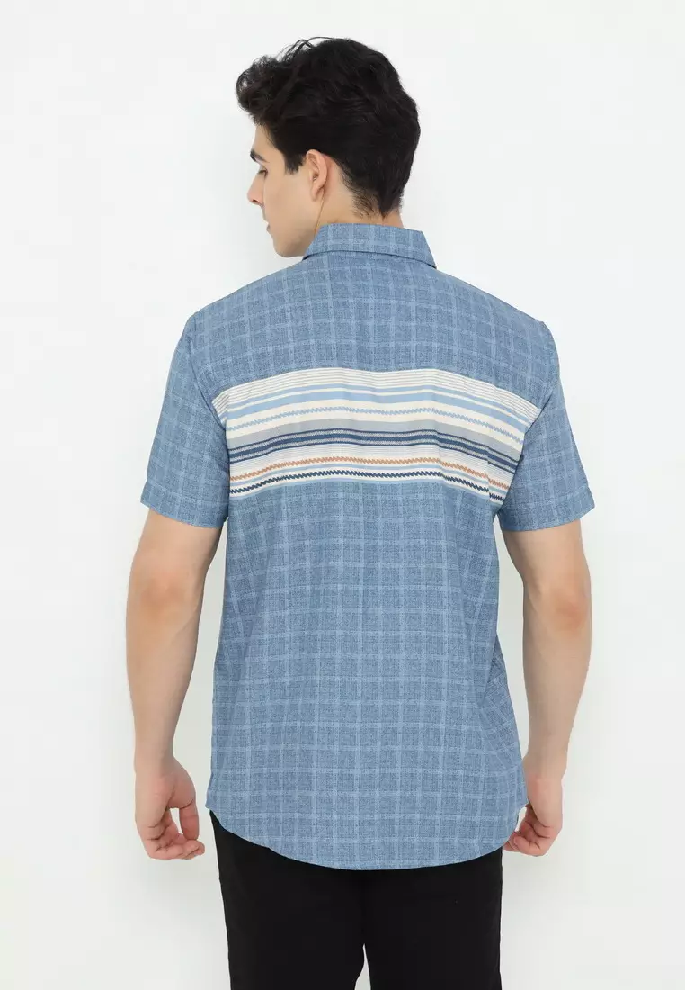 POLICE Kemeja Printing Cotton Soft Regular Fit Pria