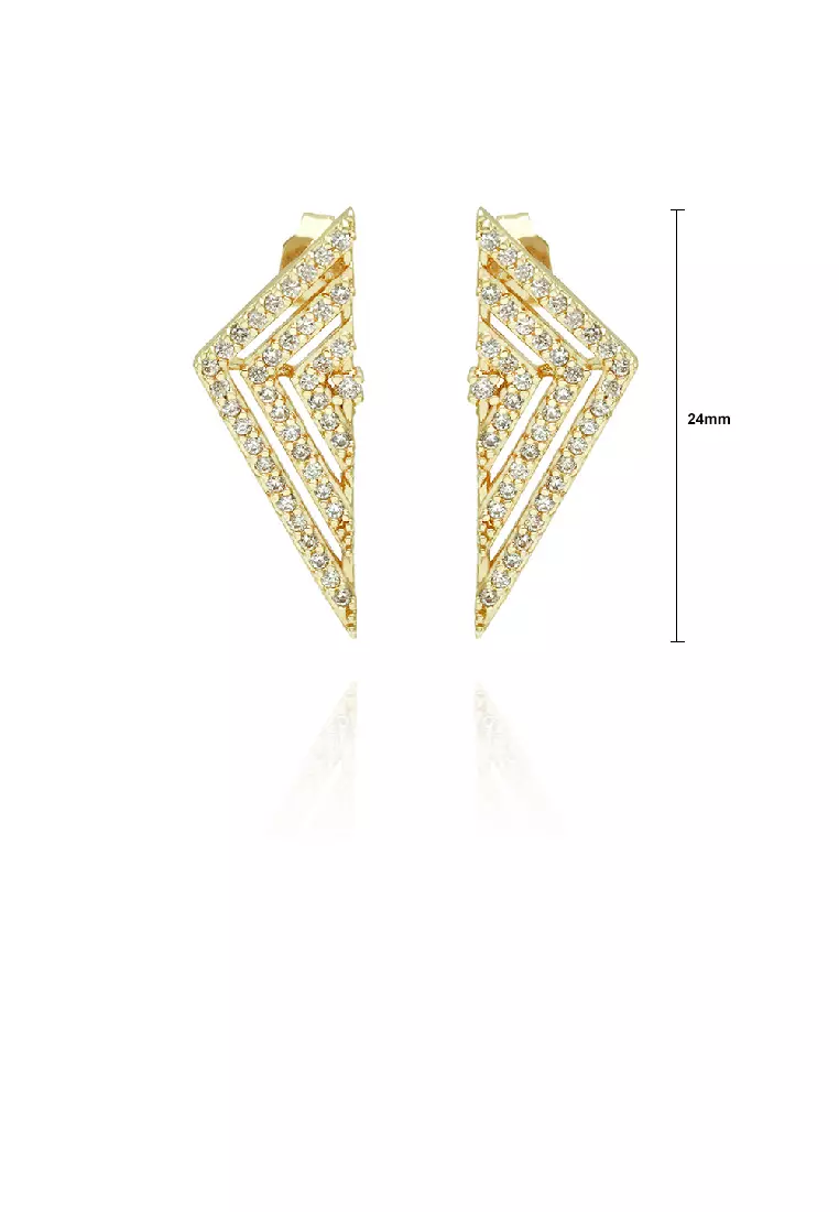 Gold geometric stud earrings hot sale