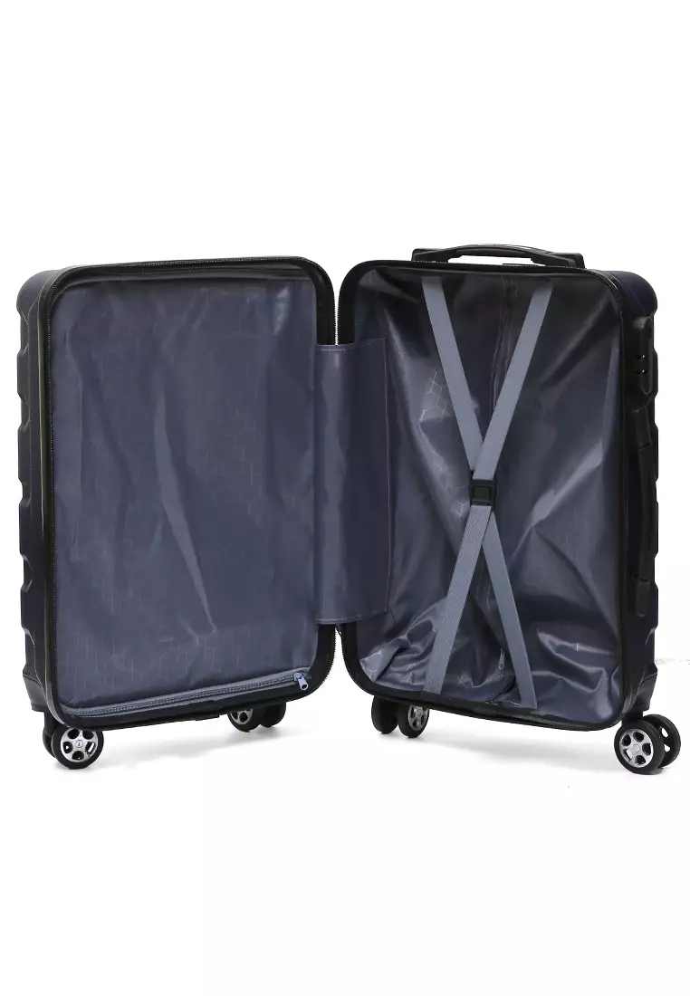 Carlton Koper Hardcase Unisex Size 20 Inch Tas Travel Combination Lock Large Compartment Material ABS+PVC Coated ORIGINAL - Navy