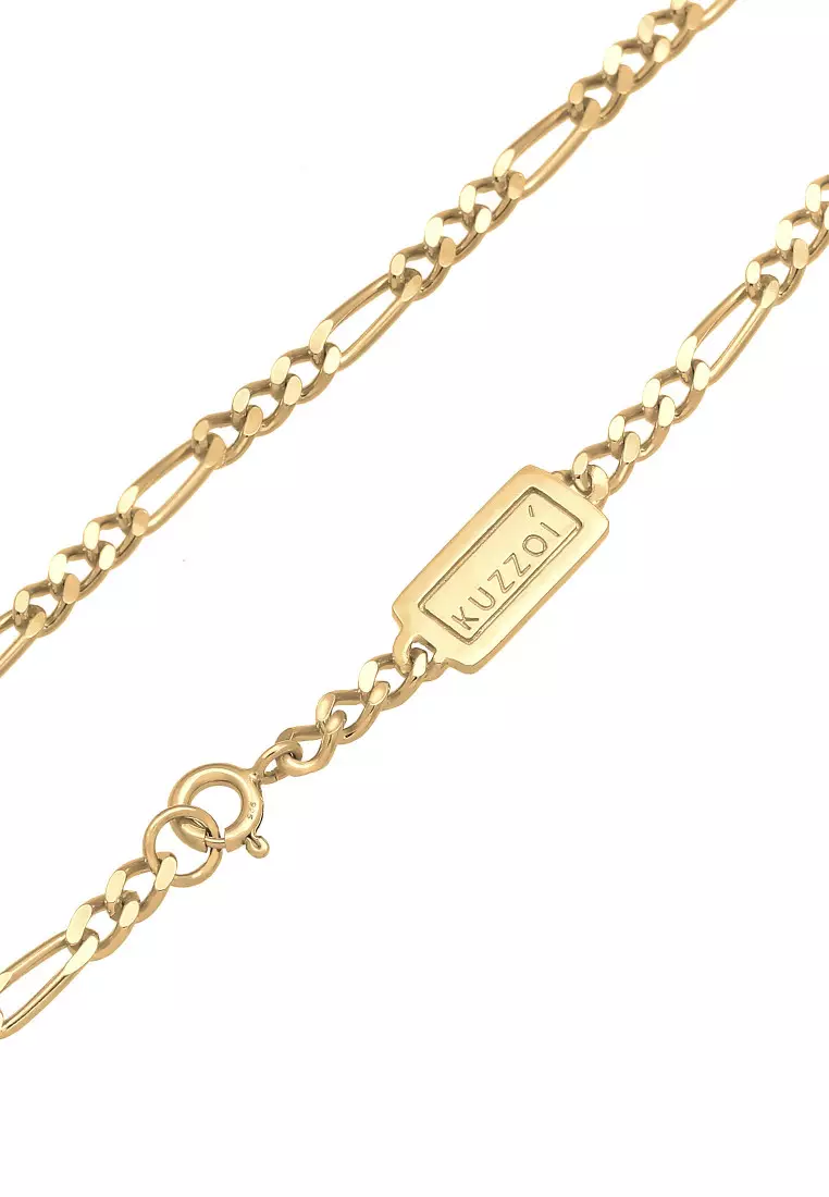EXCLUSIVE Kalung Perhiasan Perak 925 Pria Figaro Chain Gold Plated
