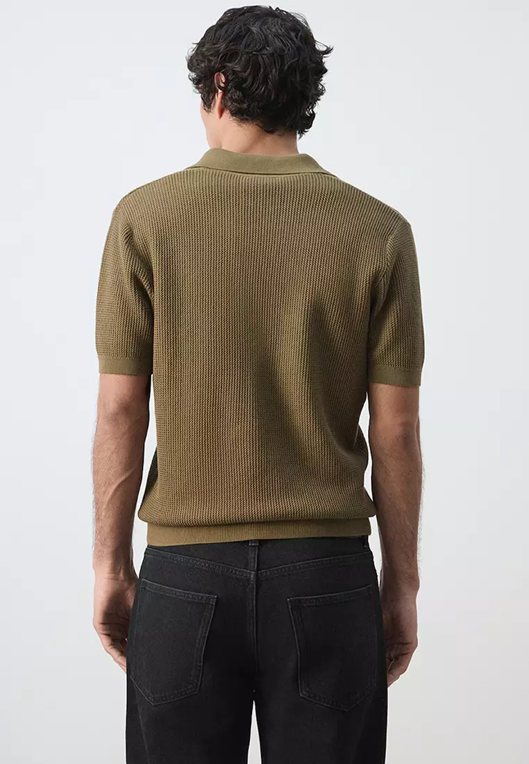 100% Cotton Knitted Structure Polo Shirt