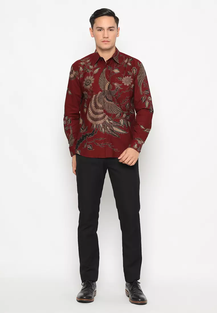 Kemeja Batik Pria Girindra - Maroon
