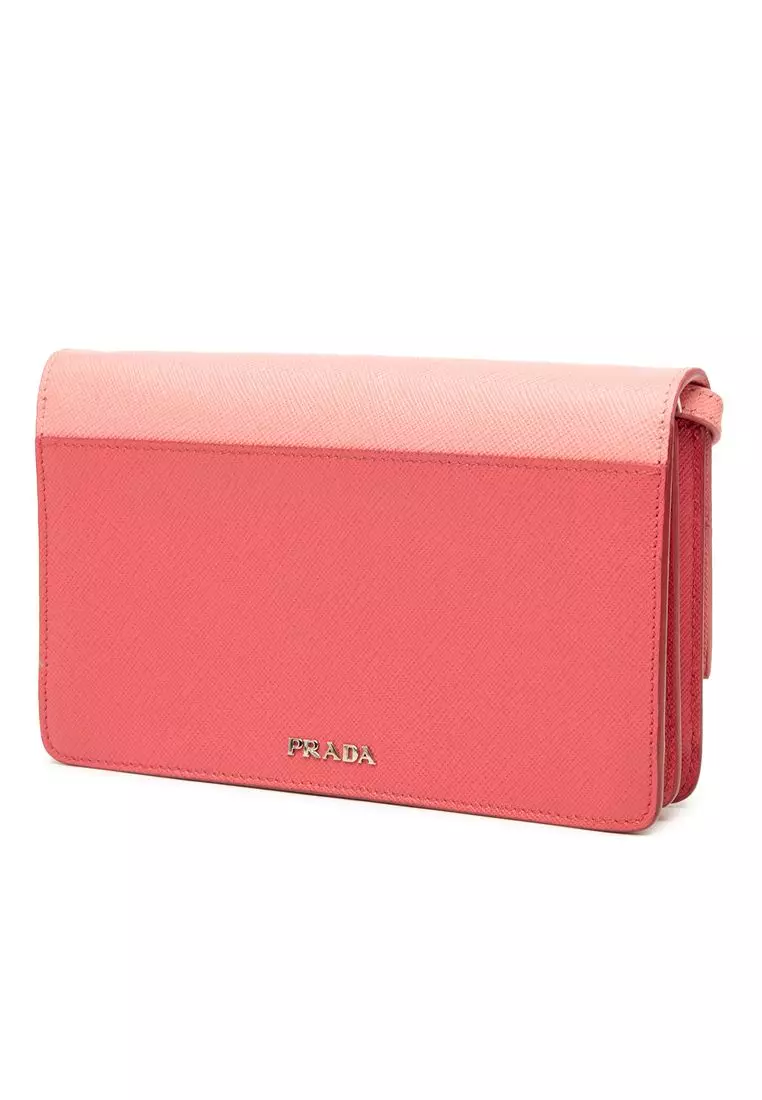 Pre-Loved Prada Saffiano Turn Lock Wallet On Strap