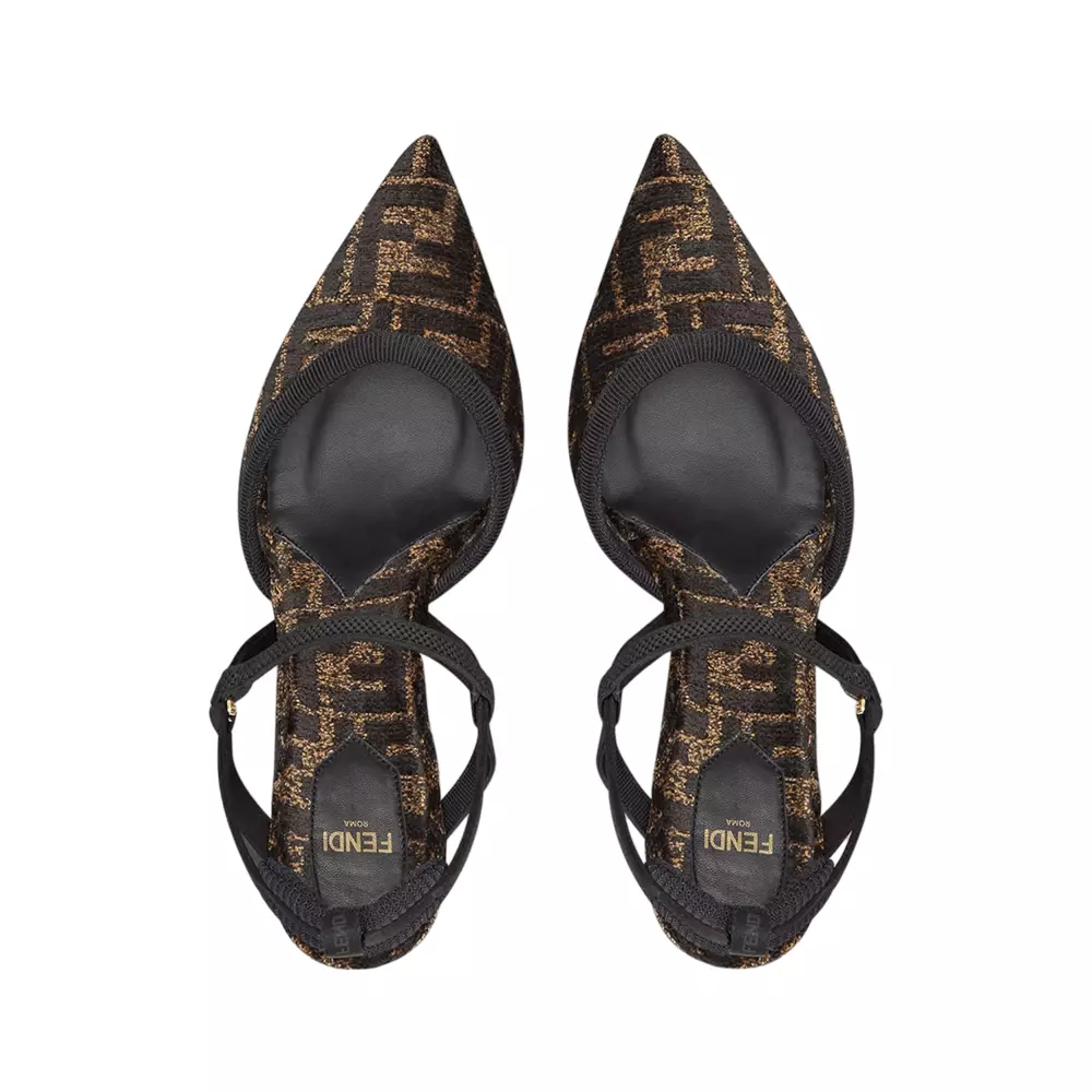 Jual Fendi Colibri 85 Lite FF Chenille Slingback Heels Black