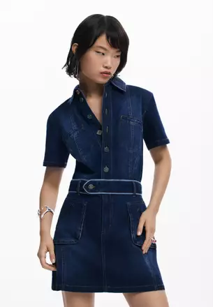 zalora denim dress SHEIN Women's Sleeveless Tie Shoulder Casual Denim Dress Blue,XL