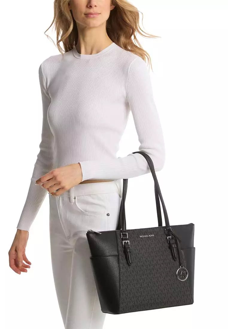 Charlotte Tote In Signature Canvas Black 35T0SCFT3B