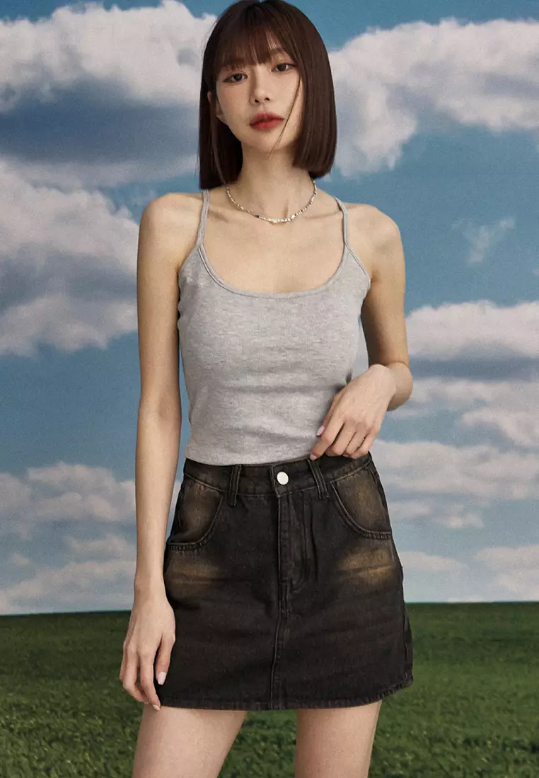 Buy Vintage Distressed Denim Skirt 2025 Online ZALORA