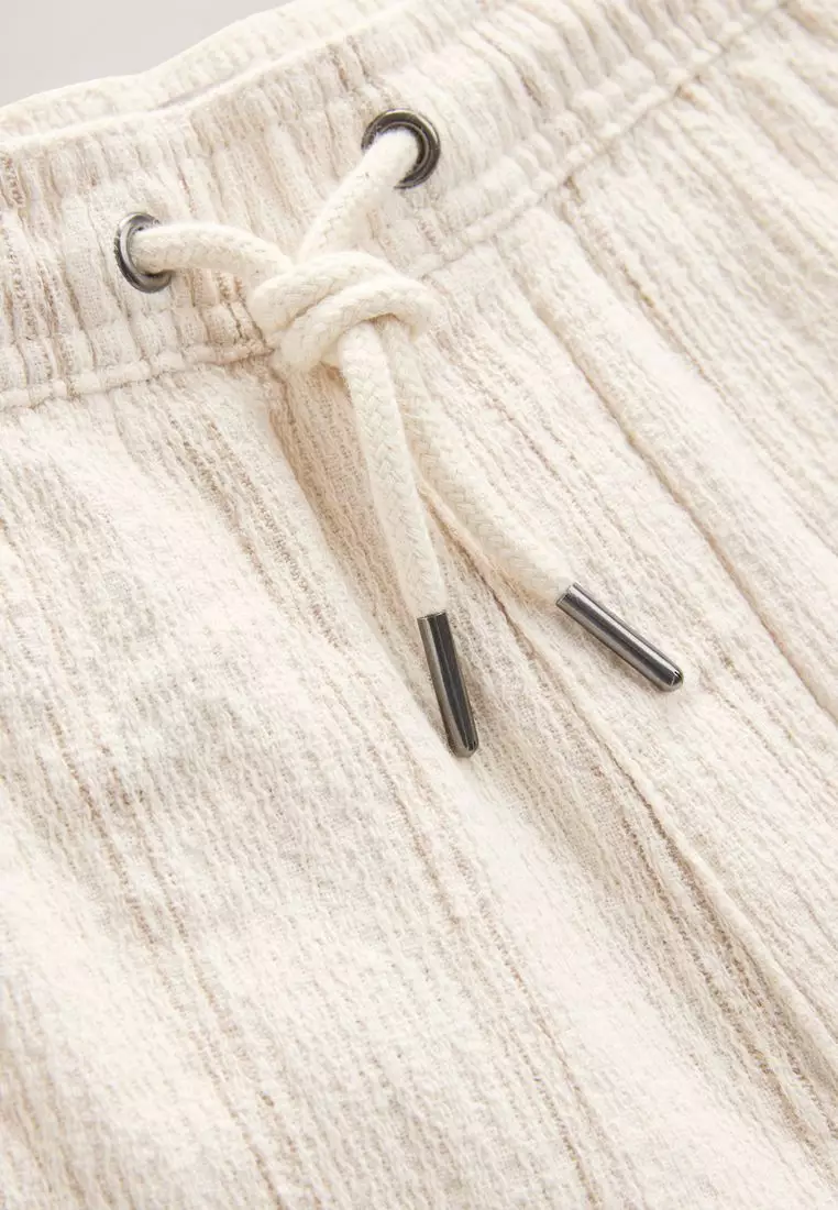 100% Cotton Textured Stripe Drawstring Waist 100% Cotton Shorts