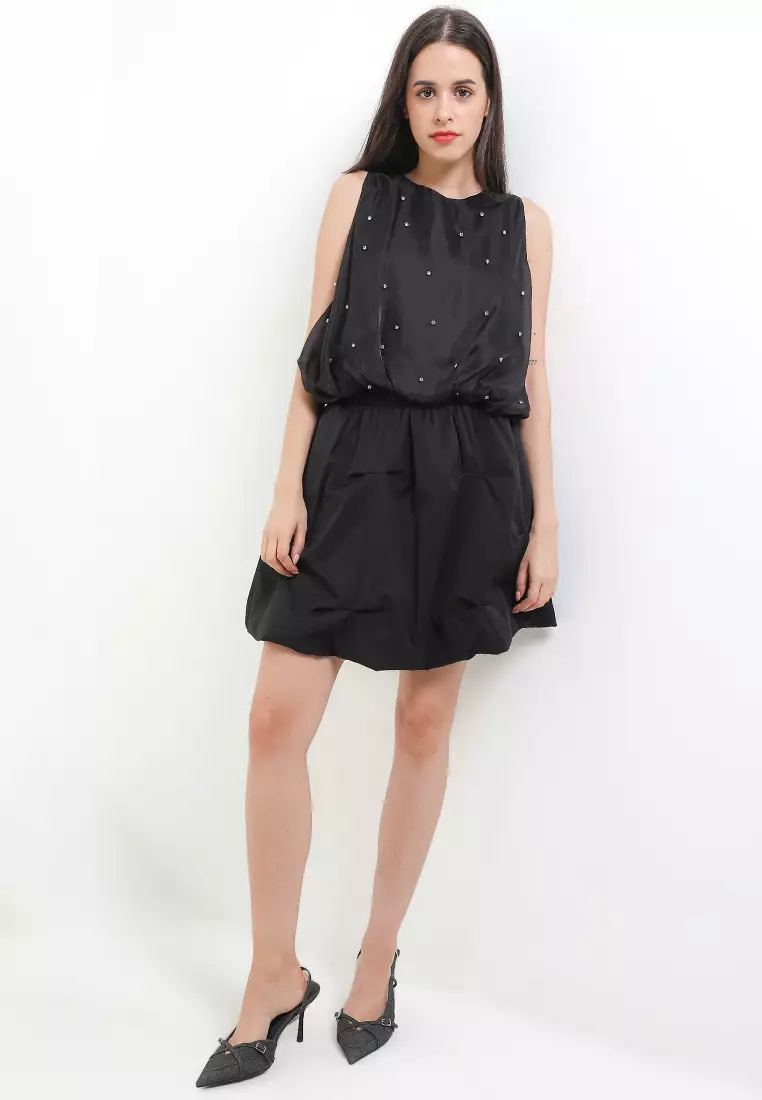 Rhinestones Organza Chiffon Balloon Top