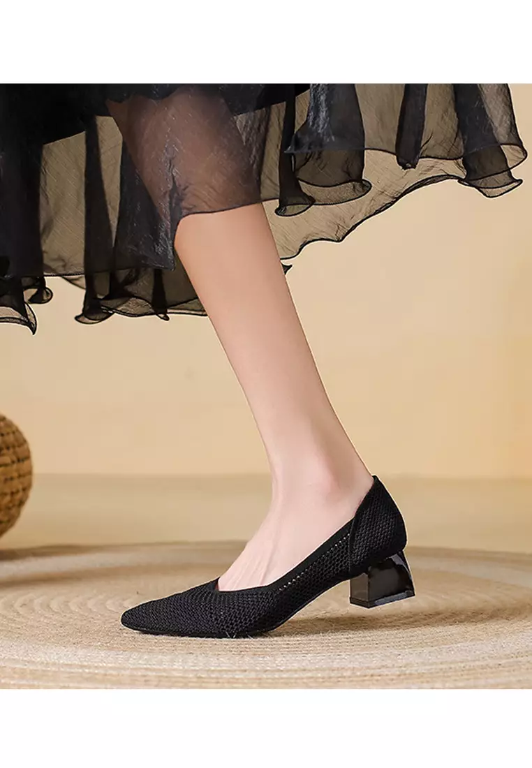 4CM Pointy Hollowed Flyknit Pumps XSN6818