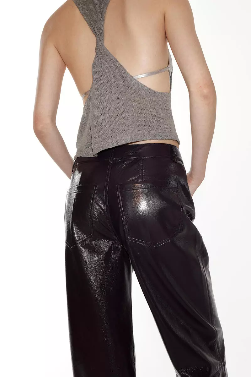 Straight coated trousers