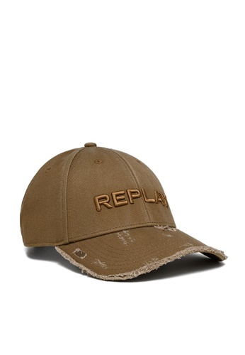 REPLAY black and brown REPLAY USED EFFECT CAP WITH BILL 0F114AC8EDE4E2GS_1