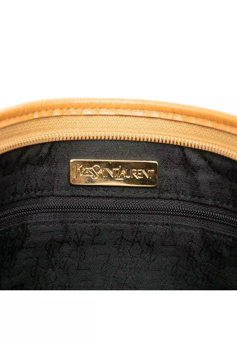 Pre-Loved Saint Laurent Leather Trimmed Coated Canvas Clutch