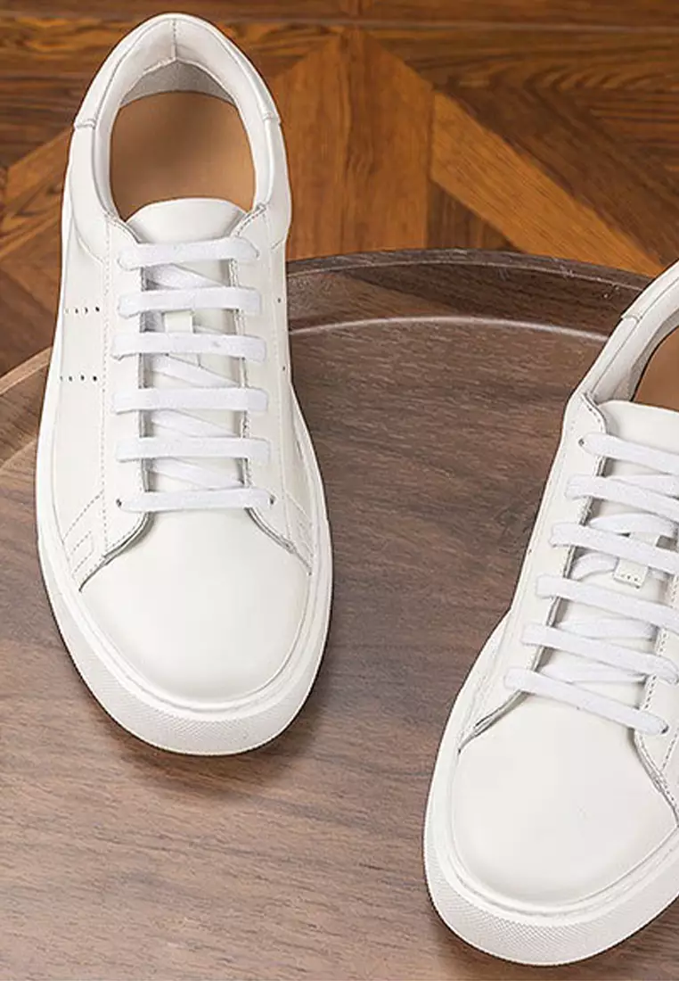 Platform leather white sneakers online