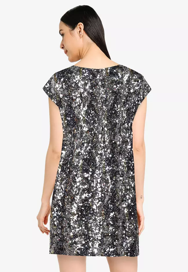 French connection outlet silver sequin dress