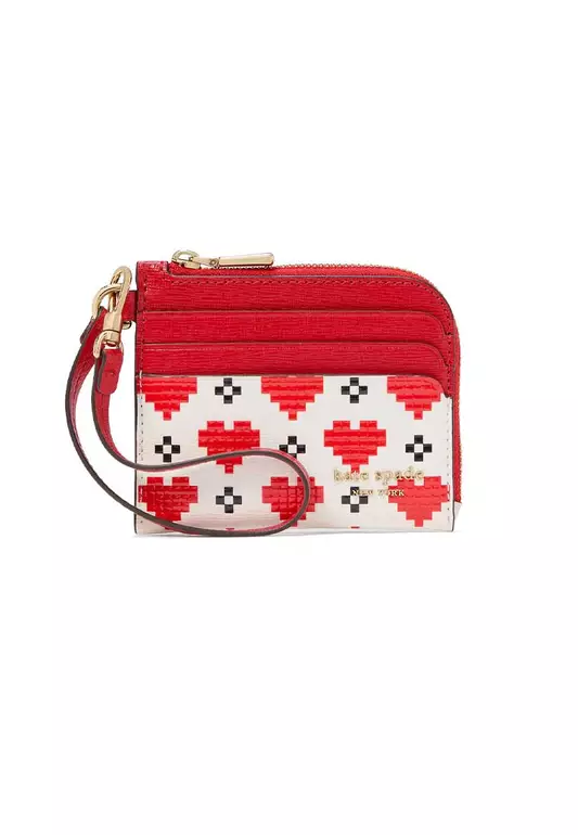 Devin Pixel Hearts Coin Card Case Wristlet Cream Multi KJ869