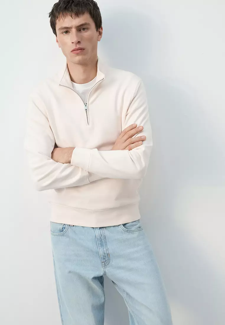 100% Cotton Zip-Neck Sweatshirt