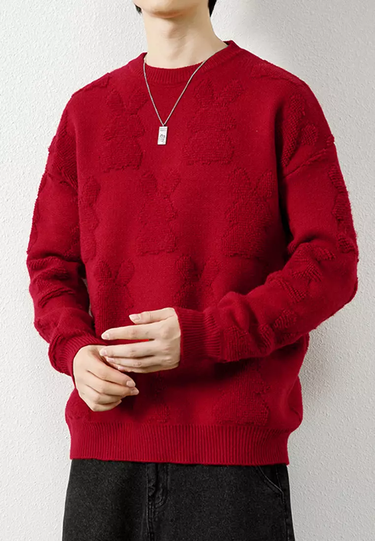 Red sweater hot sale with pearls