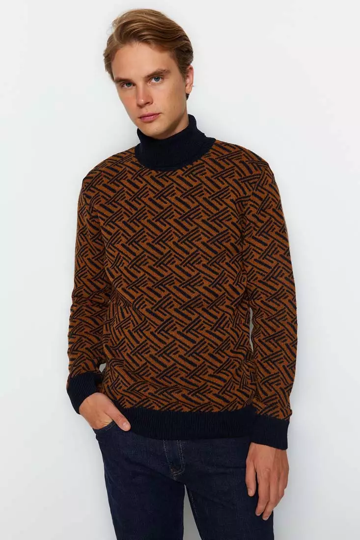 Mens blue sale turtleneck sweater