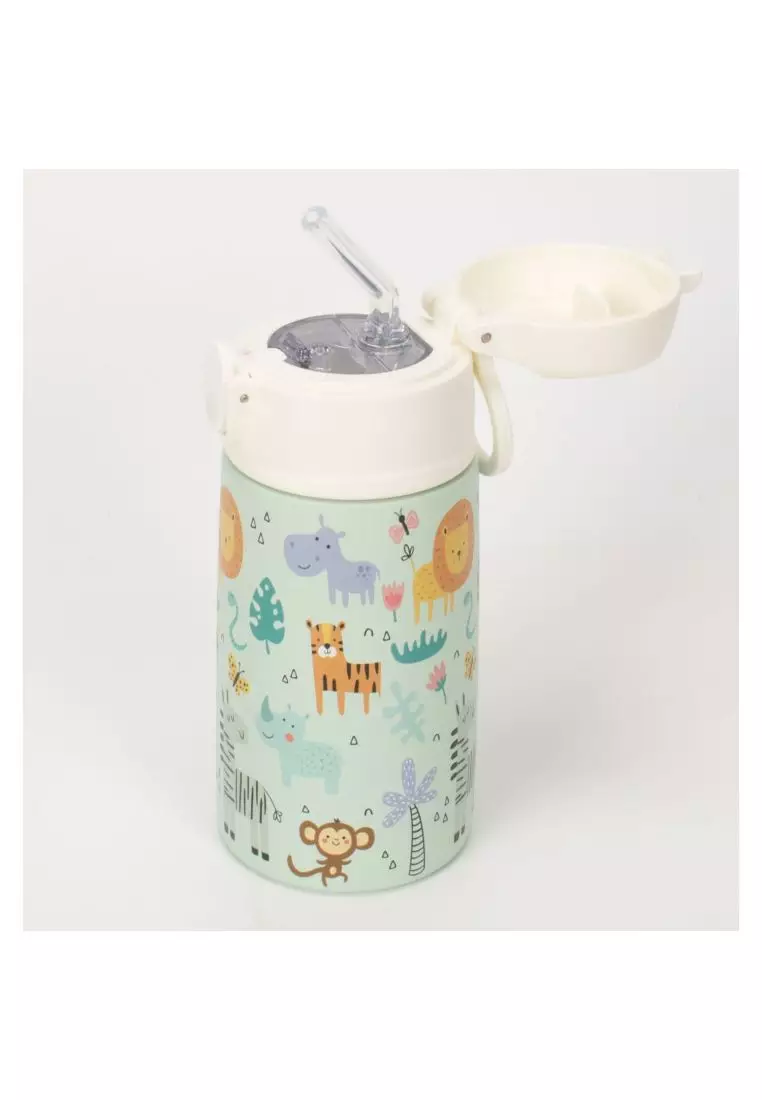 Oasis Kids Water Bottle with Sipper Silicone Straw 400ML - Wildlife Wonders