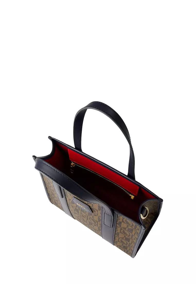 Bonia Navy Erica Small Monogram Tote Bag