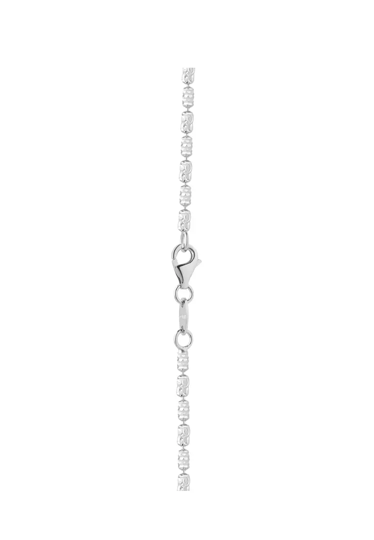 Tomei Sparkling with Laser Necklace, Unisex White Gold 585