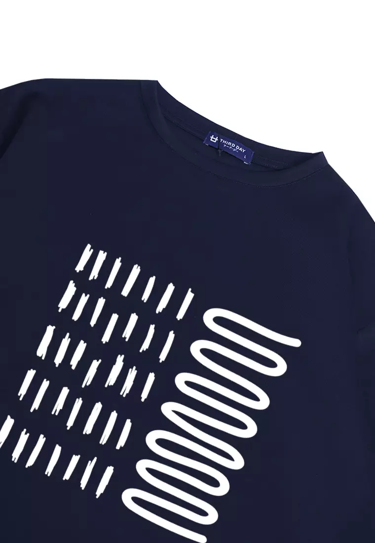 MTO20 kaos oversize abstrak aesthetic kece pria scuba third day bahan tebal crew neck navy