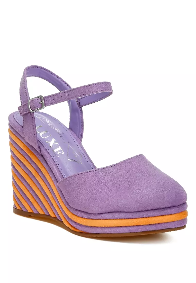 Dual Tone Wedge Sandals in Purple