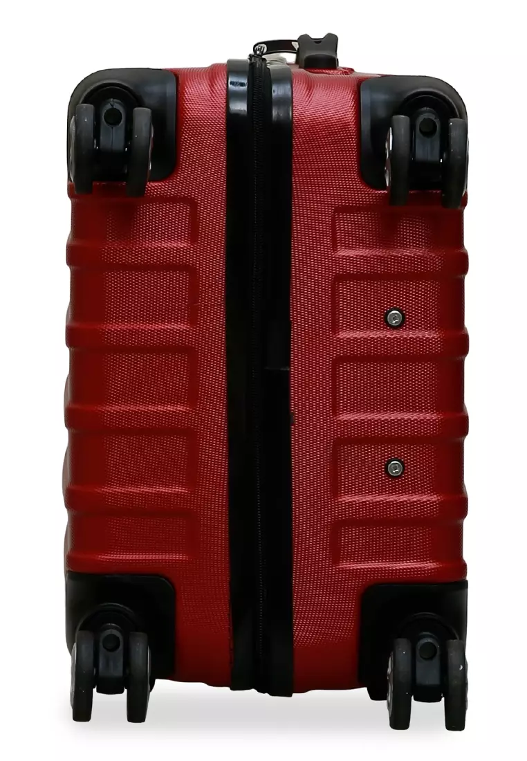 Isvara Tas Koper Hardcase Unisex One Set Suitcase Number Code Combination Lock Large Compartment Material ABS+PVC Coated ORIGINAL - Maroon