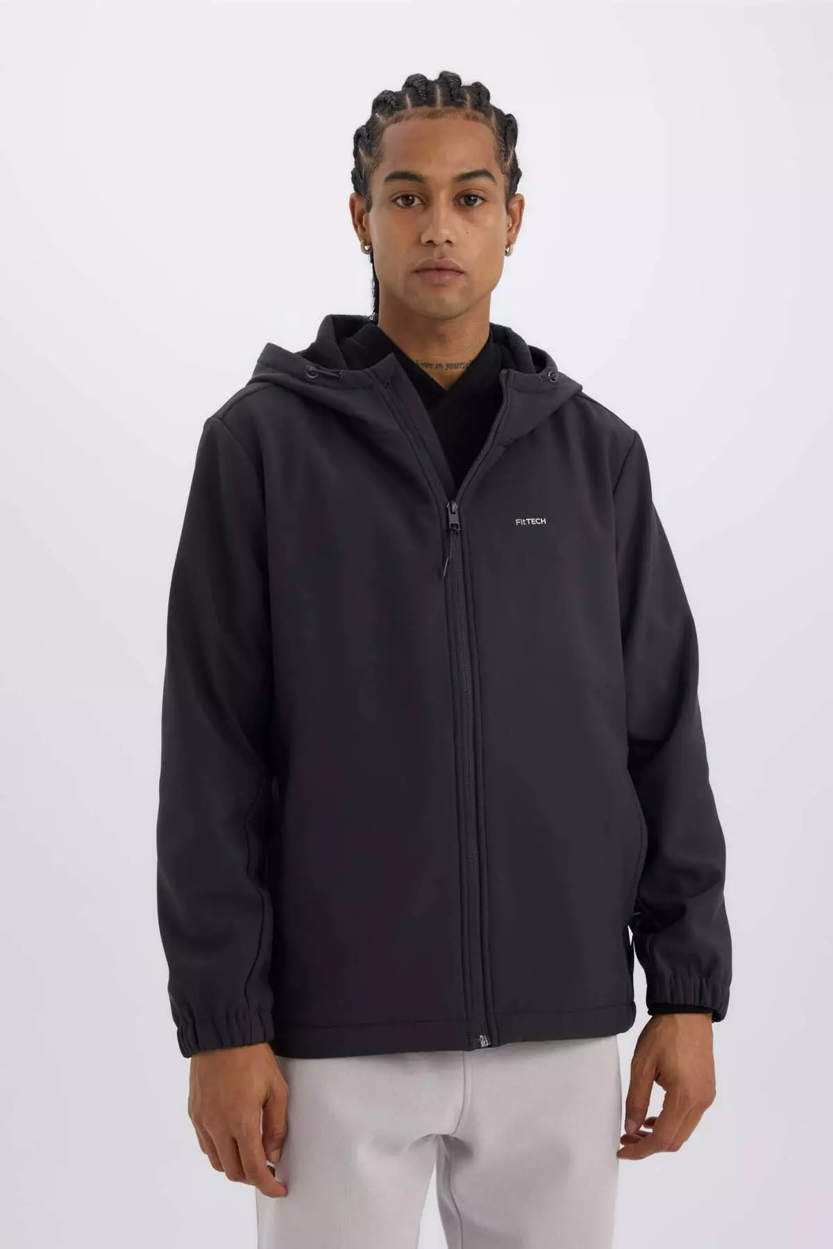 Defactofit Waterproof Regular Fit Hooded Zippered Softshell Rain Jacket D6178Ax25Sp