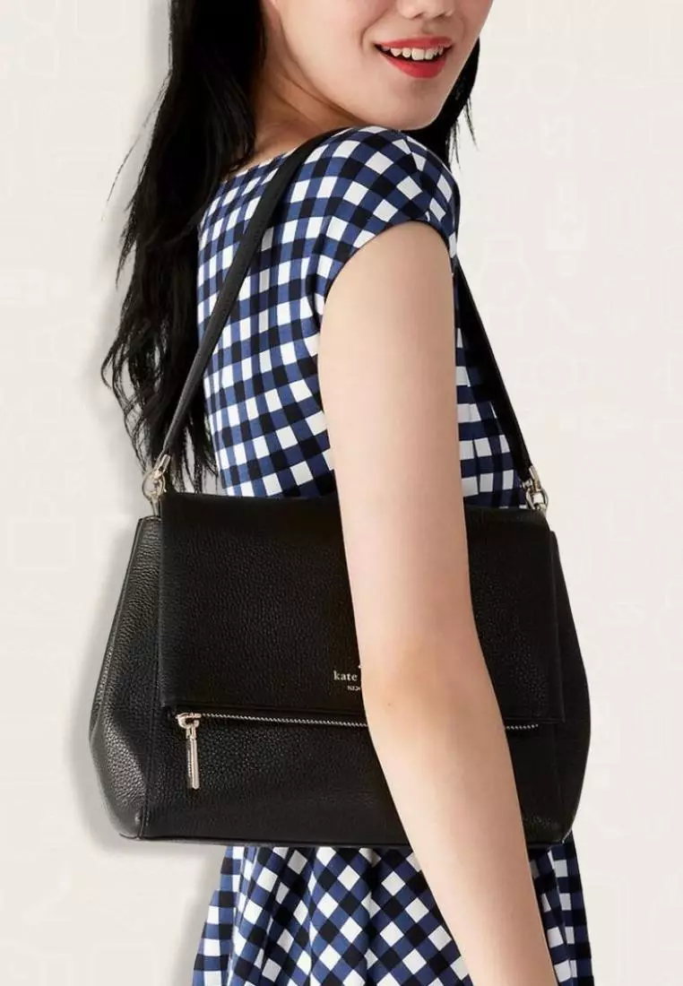 Kate Spade Leila Medium Flap Shoulder Bag Black