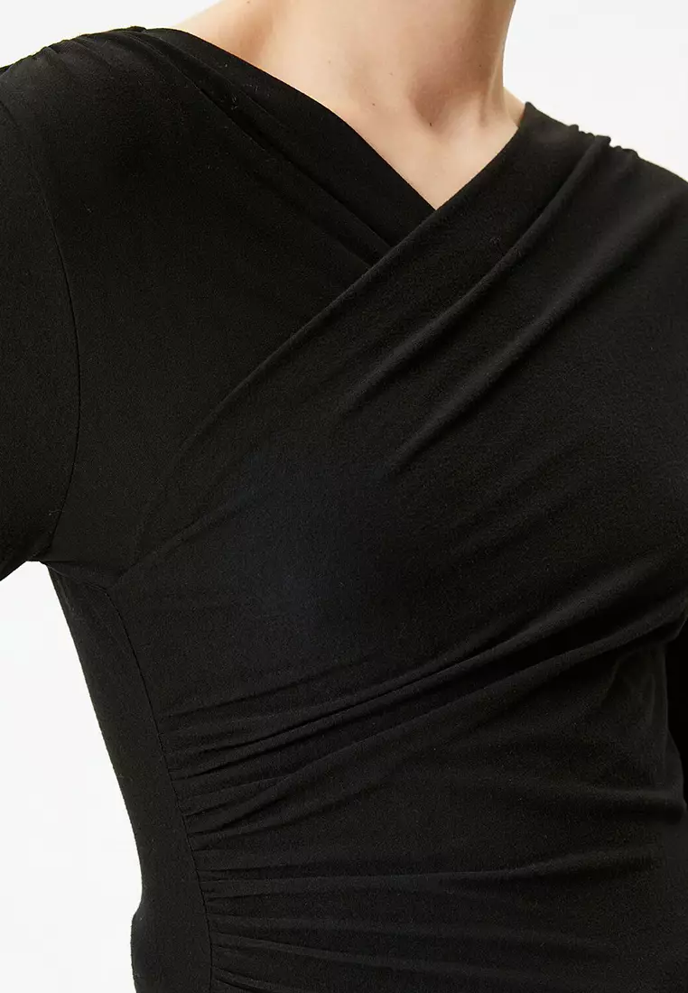 Long Sleeves Wrap Blouse