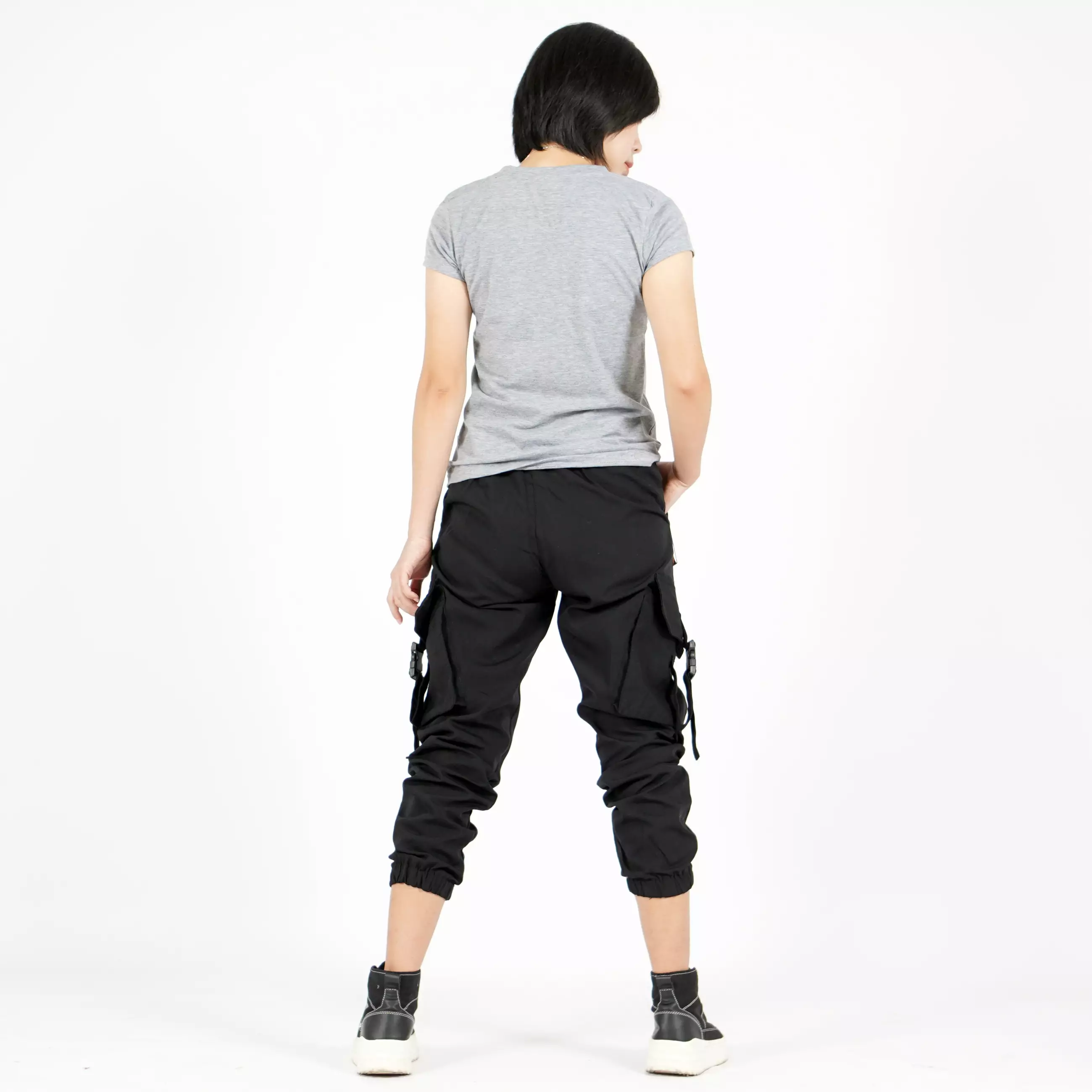  ARTHA Celana Hypebeast Celana Wanita Celana Cargo Jogger Pant - HITAM
