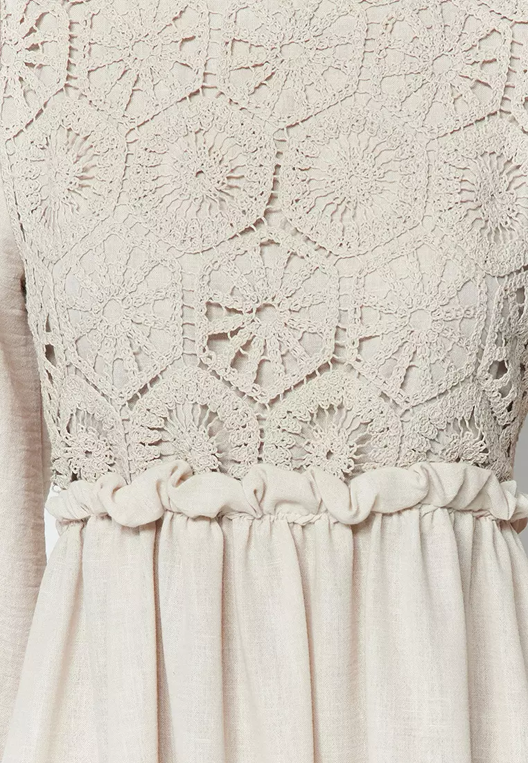 Crochet Detail Woven Dress