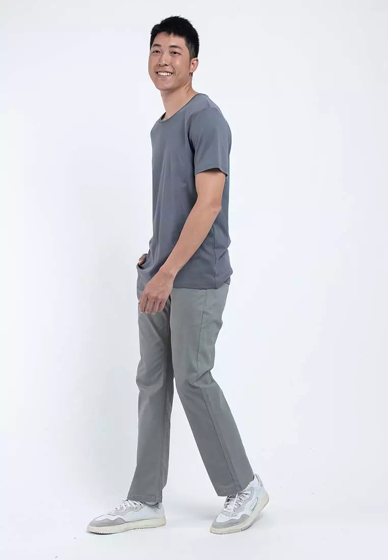 Forest Stretchable Chino Pants Trousers Straight Cut Khakis Pant Men Cotton Men Long Pants - 610197 - 04Grey