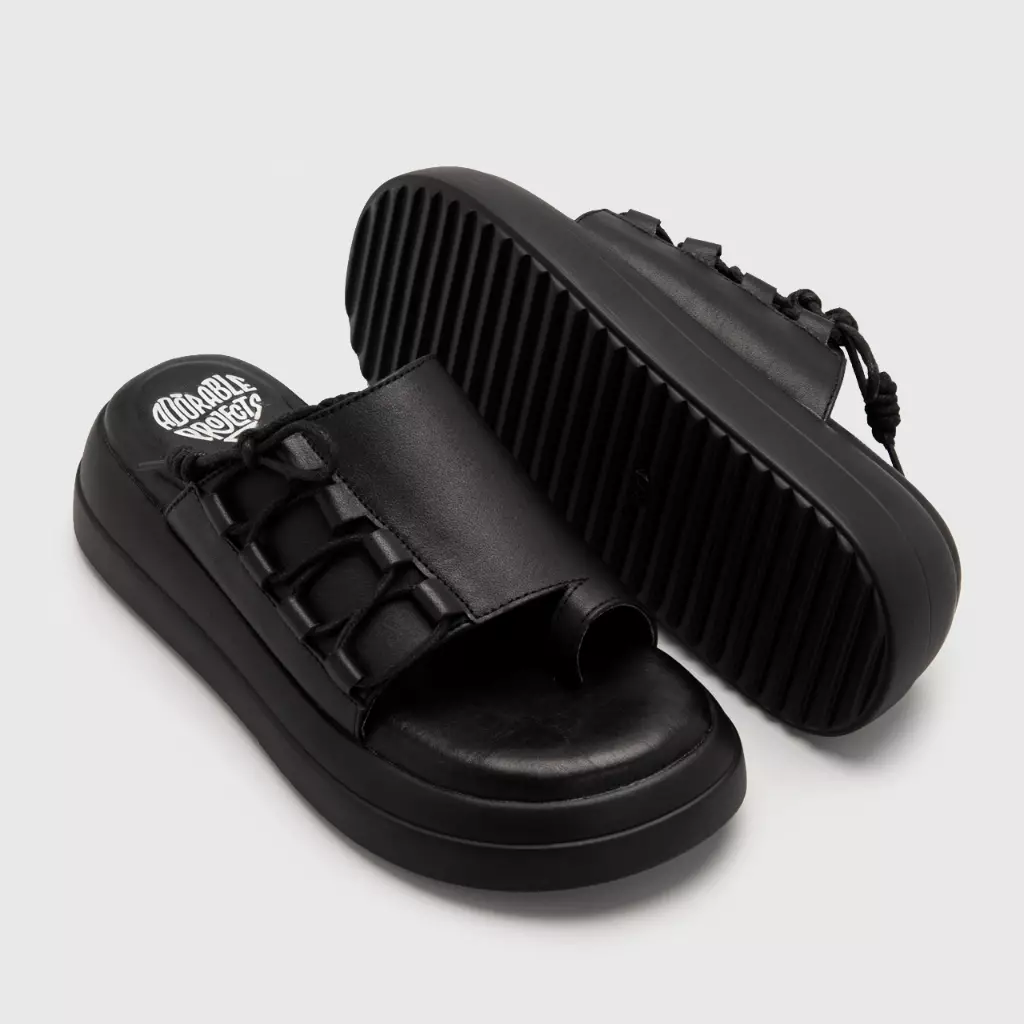 Adorable Projects - Elony Sandals Genuine Leather Black - Sandal Wanita