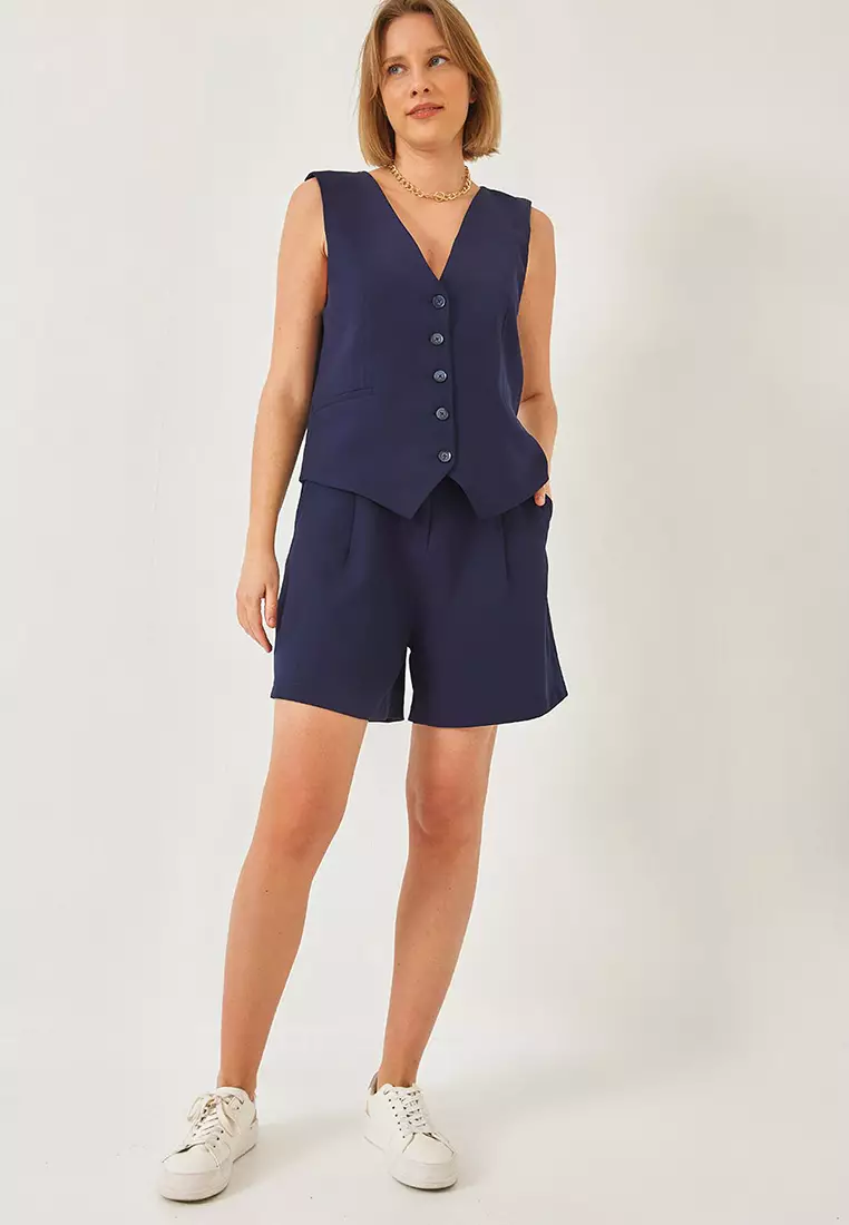 Women's V-Neck Vest Shorts Set 60316 60271017