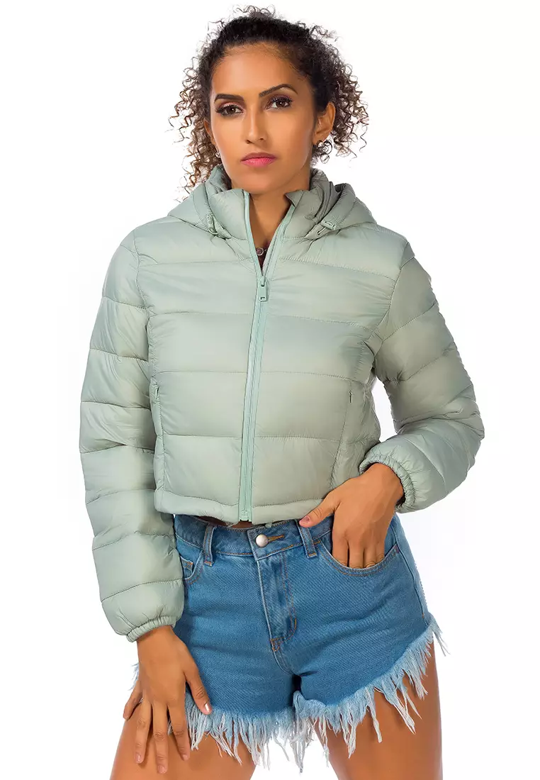sage green puffer jacket