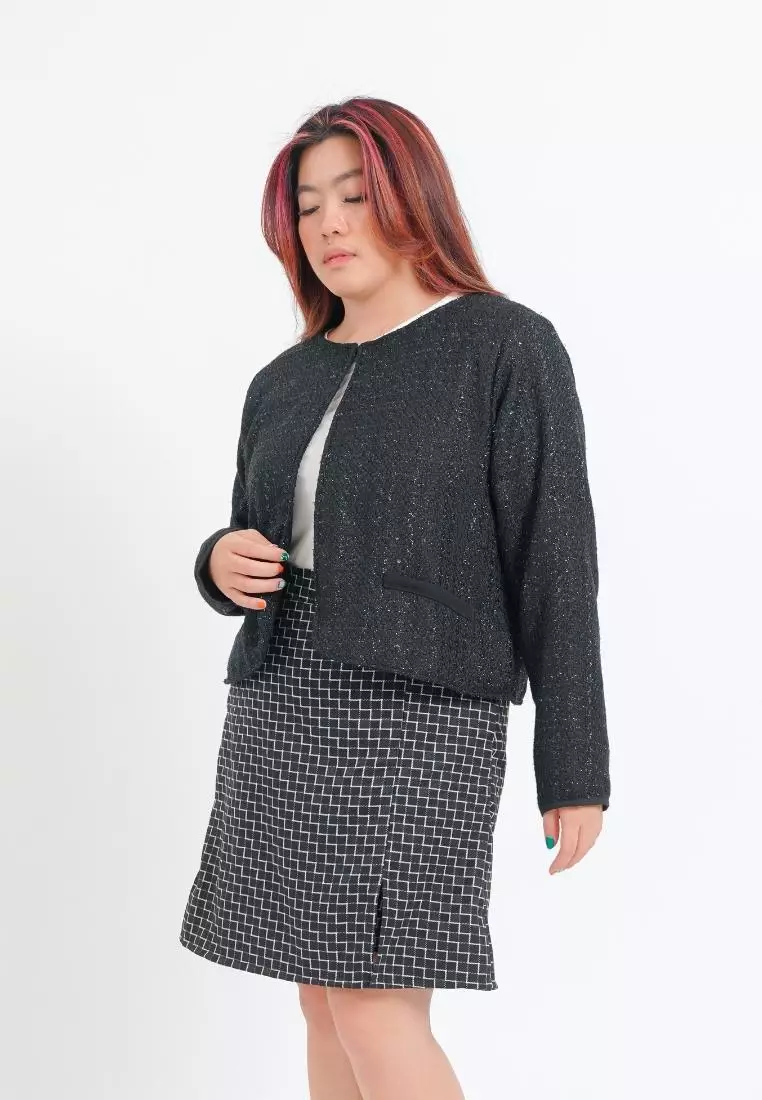 Plus Size Blazer Coco Tweed Black