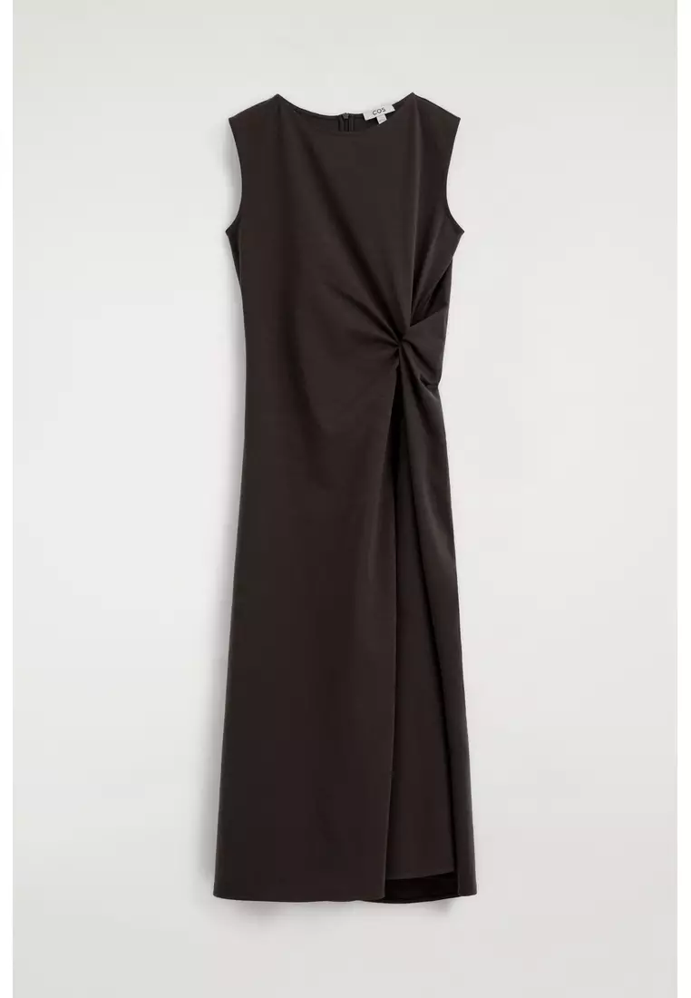 TWIST-DETAIL JERSEY MIDI DRESS