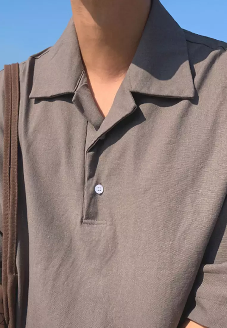 休閒薄款亞麻襯衫上衣 A22050342BW