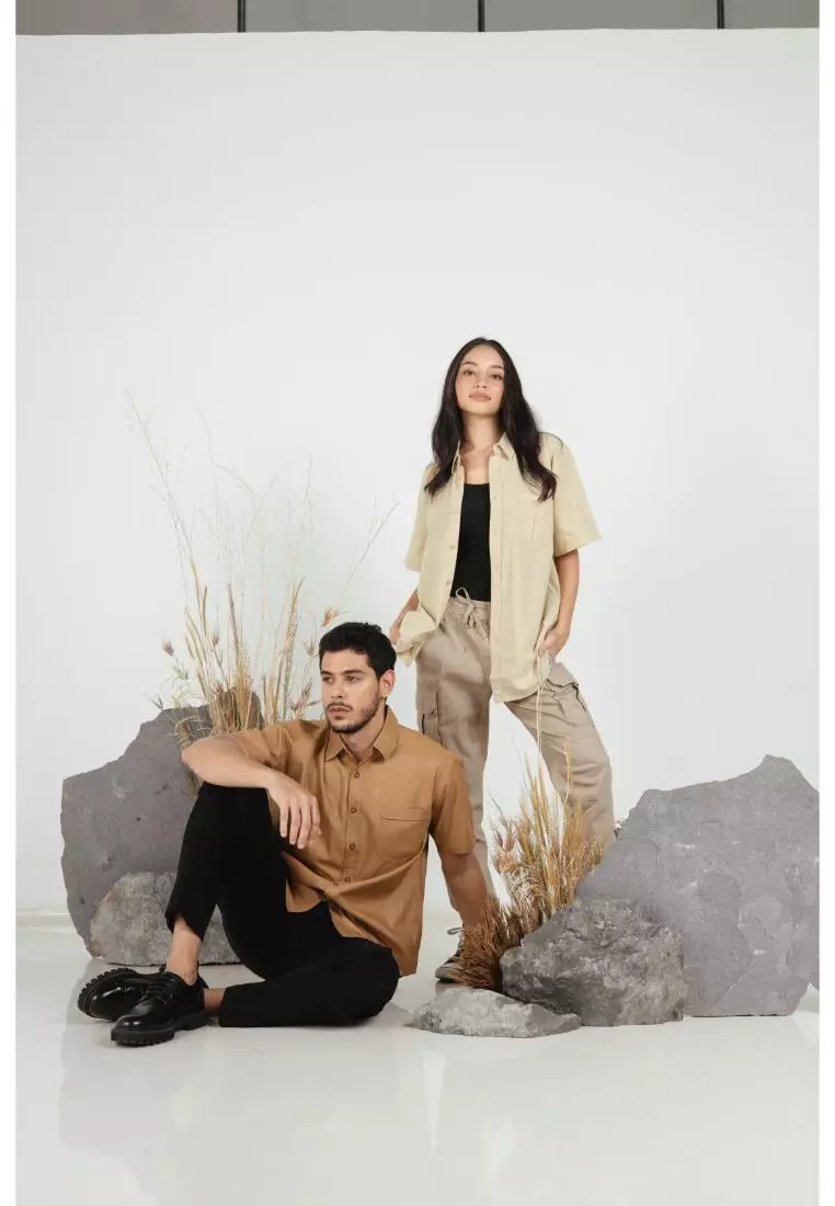 RBJ Kemeja Polos Cotton Oxford Mustard Regular Fit Pria