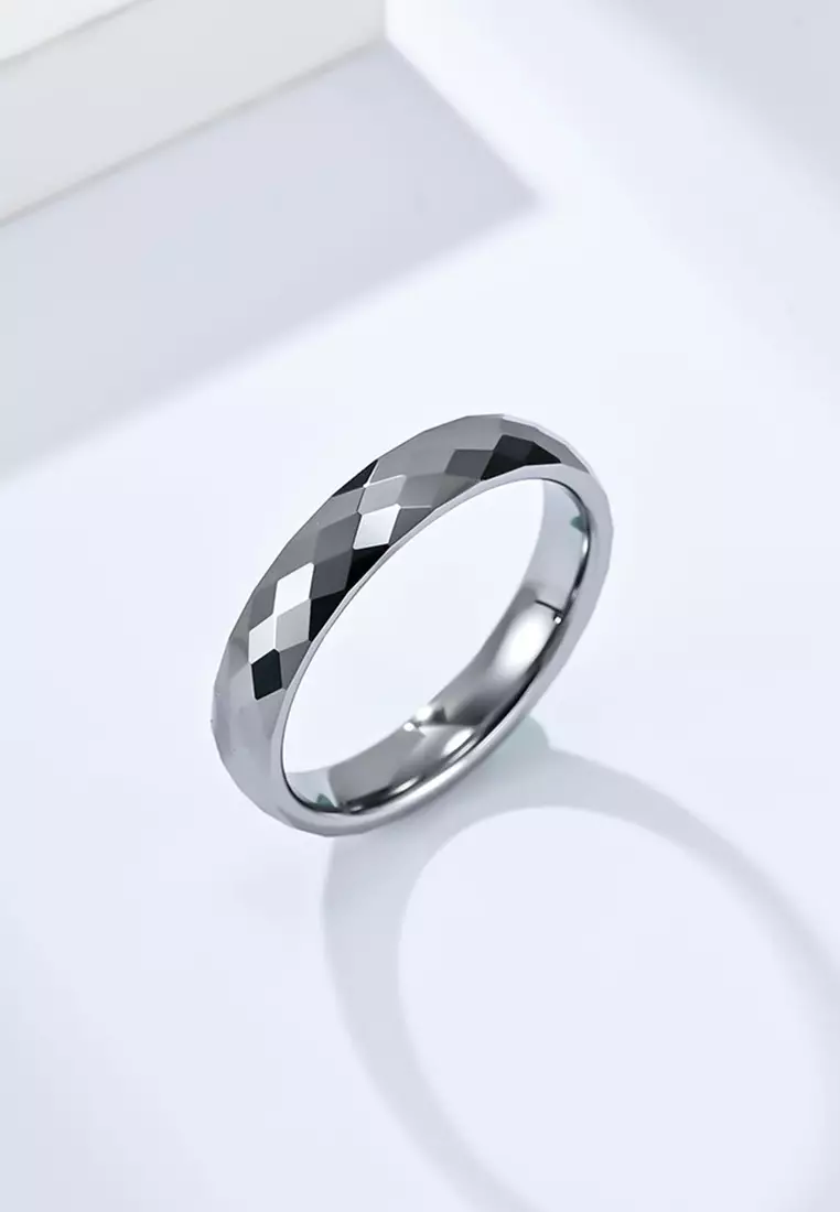 Rhombus Surface Tungsten Carbide Ring JW QF-035