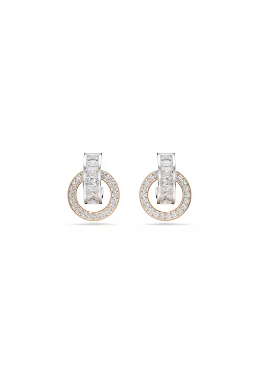 Connexus Drop Earrings, Mixed Cuts, `Love is Around`, Small, White, Mixed Metal Finish