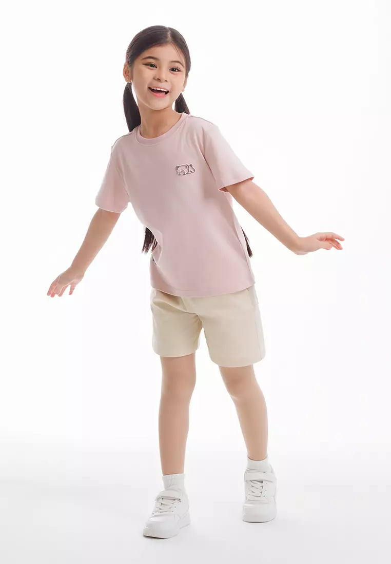 Forest Kids Unisex Soft-Touch Stretchable Round Neck T Shirt - FK820086-55LightPink