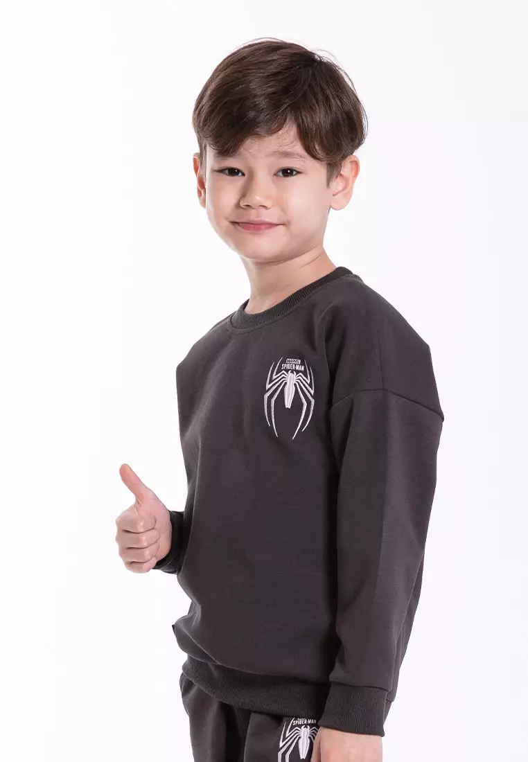 Forest x Marvel Spiderman Premium Air-Cotton Pullover Sweatshirt Kids - FAK30001-03DkGrey