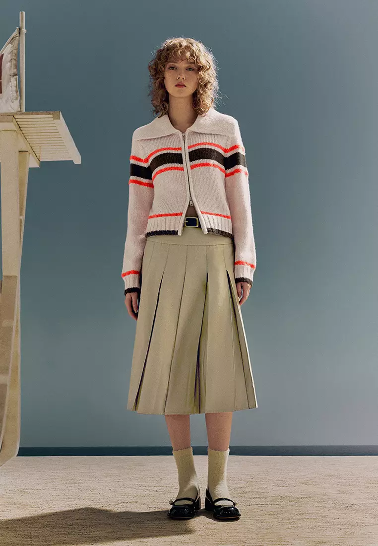 UR春季新款女装都市时髦气质风A字显瘦百褶半裙UWU540011