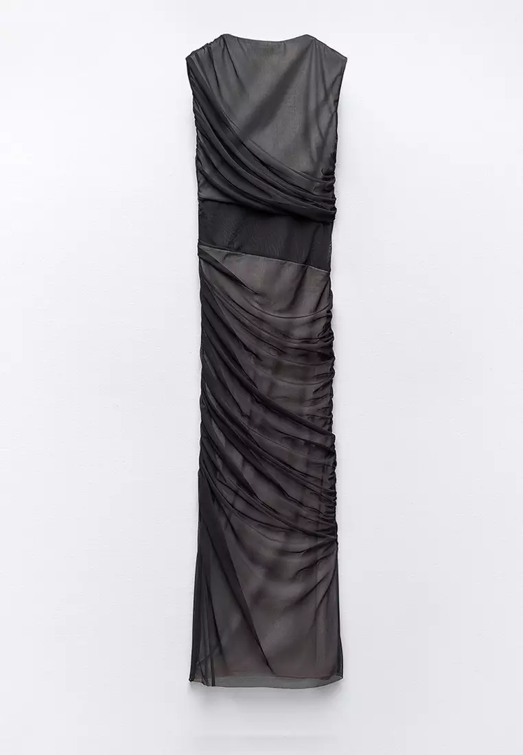 ZARA Net Detail Midi Dress 2025 Buy ZARA Online ZALORA Hong Kong