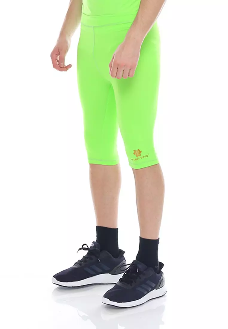 Tiento Man Compression Half Pants Green Stabilo Celana Legging Leging Selutut Pria Olahraga Original