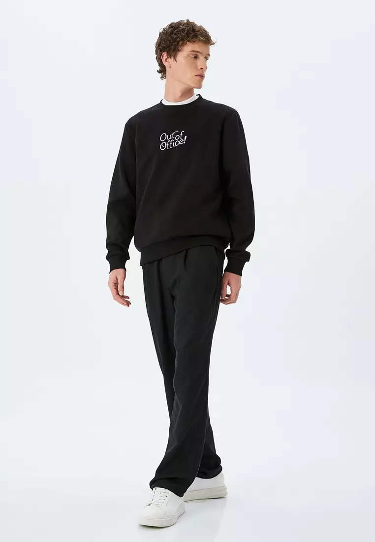 Crew Neck Slogan Printed Sweatshirt